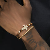 Men’s Copper Gold-Plated Full Diamond Cross Bracelet